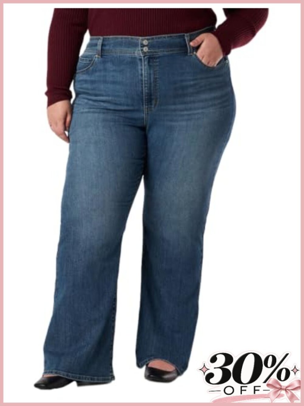 High Rise Flare Jeans Low Stretch Machine Wash